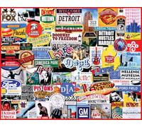 White Mountain 2000 Piece Jigsaw Puzzle Detroit City Collage Puzzle with Large Pieces Gift for Adults and Family 24" x 30" - I Love Detroit70x10cm