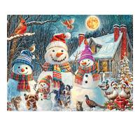 White Mountain 300 Piece Jigsaw Puzzle Winter Christmas Holiday Puzzles with Large Pieces Gift for Everyone to Enjoy 18"x24" - Frosty & Friends