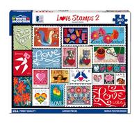 White Mountain 500 Piece Jigsaw Puzzle Valentine's day Collage Puzzle with Large Pieces Gift for Adults and Family 18” x 24” - Love Stamps 2