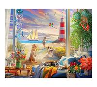 White Mountain 500 Piece Puzzle Beach Scenic Jigsaw Puzzles for Family and Adults - Summer Read