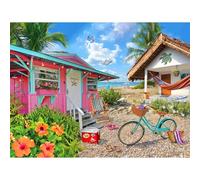 White Mountain 500 Piece Puzzle Summer Beach Jigsaw Puzzles for Family and Adults - Beach Cottages