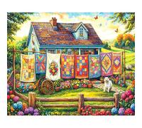 White Mountain 500 Piece Puzzle Summer Vintage Jigsaw Puzzles for Family and Adults - Quilt Garden