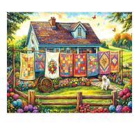 White Mountain 500 Piece Puzzle Summer Vintage Jigsaw Puzzles for Family and Adults - Quilt Garden