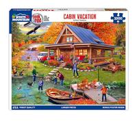 White Mountain Cabin Vacation Puzzle 1000 Piece Vintage Autumn Jigsaw Puzzles for Adults and Families