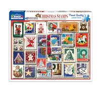 White Mountain Christmas Puzzles 1000 Pieces Winter Theme Jigsaw Puzzle for Adults and Family - Christmas Stamps