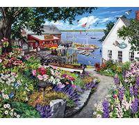 White Mountain Coastal Cottage Spring Puzzles 1000 Pieces Ocean Jigsaw Puzzle for Adults and Family