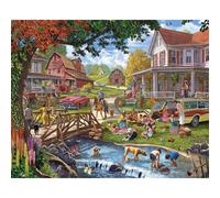 White Mountain Family Picnic Farm Puzzles for Adults 1000 Pieces Fun Nostalgic Country Fall Jigsaw Puzzle