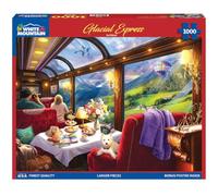 White Mountain Glacial Express 1000 Piece Jigsaw Puzzle | Vintage Train Observation Car Puzzle with Alpine Mountains, Larger Pieces, Bonus Poster, Finished Size 24” x 30