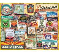 White Mountain I Love Arizona Puzzle 1000 Pieces Fun Collage Travel State Puzzles for Adults and Family