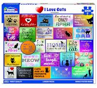 White Mountain I Love Cat Puzzles for Adults 1000 Pieces Cute Collage Cats Jigsaw Puzzle