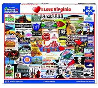 White Mountain - I Love Virginia Puzzle, 1000 Piece Jigsaw Puzzle | Large Pieces, Gift for Adults and Family, 24"x30" in, Landmarks Collage