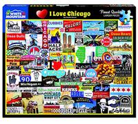 White Mountain Puzzle I Love Chicago 1000 Piece Jigsaw Puzzle 610 x 760mm | Large Pieces, Gift for Adults and Family, 24"x30" in, Collage