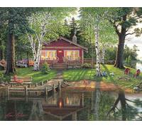 White Mountain Puzzles Simpler Times 1000 Piece Jigsaw Scenic Lake House