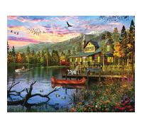 White Mountain Puzzles Sunset cabin Store - 500 Piece Jigsaw Puzzle