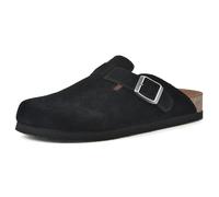 WHITE MOUNTAIN Shoes Bari Leather Footbeds Clog, Black/Suede, 6 UK