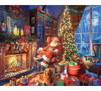 White Mountain Sleepy Santa Christmas Puzzles 1000 Pieces Jigsaw Puzzle for Adults and Families