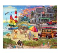 White Mountain Summer Holiday Beach Puzzles for Adults 1000 Piece Scenic Lighthouse Ocean Jigsaw Puzzle