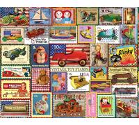 White Mountain Vintage Toy Stamps 1000 Piece Puzzle for Adults Fun Collage Jigsaw Puzzles for Summer