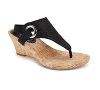 WHITE MOUNTAIN Women's Aida Wedge Sandal, Black/Glitter, 7.5 UK