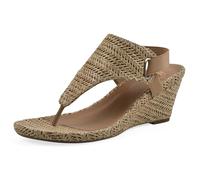 WHITE MOUNTAIN Women's All Dres Triangle Thong Sling-Back Wedge Sandal, Natural/Fabric, 5 UK