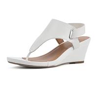 WHITE MOUNTAIN Women's All Dres Triangle Thong Sling-Back Wedge Sandal, White/Smooth, 7 UK