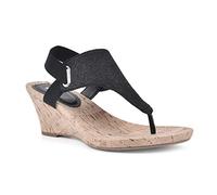 WHITE MOUNTAIN Women's All Good Wedge Sandal, Black/Glitter, 6.5 UK