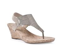 WHITE MOUNTAIN Women's All Good Wedge Sandal, Ltgold/Glitter, 7 UK