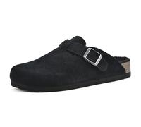 WHITE MOUNTAIN Women's Bari Clog, Black/Suede W/Faux Fur, 4 UK