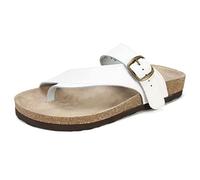 WHITE MOUNTAIN Women's Carly Flat Sandal, White/Leather, 5.5 UK