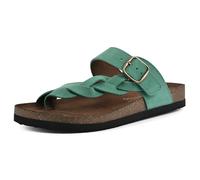 WHITE MOUNTAIN Women's Crawford Flat Sandal, Classic Green/Suede, 4.5 UK