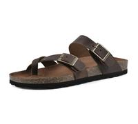 WHITE MOUNTAIN Women's Gracie Flat Sandal, Brown/Leather, 4 UK