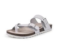WHITE MOUNTAIN Women's Gracie Flat Sandal, White/Lea (W/White Outsole), 5.5 UK