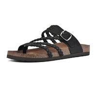WHITE MOUNTAIN Women's Hayleigh Flat Sandal, Black/Nubuck, 8 UK