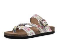 WHITE MOUNTAIN Women's Hazy Braided Signature Comfort-Molded Footbed Sandal, White/Multi Floral/Leather, 8 UK
