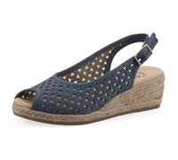 White Mountain Women's Maize II Perforated Slingback Espadrille Wedge Sandal, Blue Raspberry Smooth, 7.5 Wide