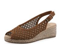 White Mountain Women's Maize II Perforated Slingback Espadrille Wedge Sandal, Chestnut Smooth, 7.5 Wide