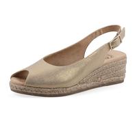 White Mountain Women's Maize Slingback Espadrille Wedge Sandal, Antique Gold Fabric, 9