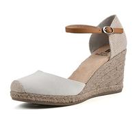 White Mountain Women's Mamba Espadrille Wedge Sandal, Natural/Fabric, 8 Wide