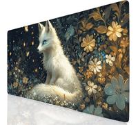 White Mouse Mat 700x300x3mm XXL Gaming Mouse Pad Fox Desk Mat, Gaming Keyboard Mousepad Improved Precision and Speed, Desk Accessories with Non-Slip Base Extended Mousemat for Office Home YG-622
