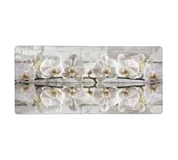 White Mouse Mat Flower Mouse Pad Large 600x300x3 mm XXL Mouse Mat with Anti-Slip Rubber Base Smooth Surface, Desk Mat Stitched Edges Computer Accessories for Home Office Work, Gifts for Men G178