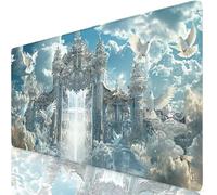 White Mouse Mat Heaven Mouse Pad Desk Mat Soft Smooth Surface and Anti-Slip Rubber Base for Stable Grip on Smooth Surfaces, Improved Precision and Speed, Mousepad for Office 600 x 300 x 3mm K0-442