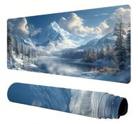 White Mouse Mat Landscape Desk Mat 600x300x3mm Mouse Pad Large, Waterproof Mousepad with Stitched Edges and Non-Slip Rubber Base Mousemat, Desk Accessories for Men, Work From Home Essentials J1-279