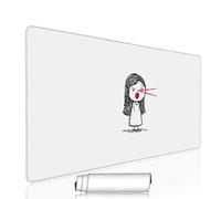 White Mouse Mat Large Gaming Mouse Pad Girl Computer Keyboard Pads xxl 1000x500x3mm Waterproof Smooth Cloth Surface with Rubber Base Non-Slip Desk Matt with Stitched Edges for Laptop, Office w-8770