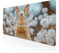 White Mouse Mat,Large Mousepad 1000x500x3mm Rabbit Gaming Mouse Pad,Desk Pad with Stitched Edges,Extended Waterproof Keyboard Mat Non-Slip Rubber Base for Office,Home Desk Accessories for Men D1-920