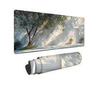 White Mouse Mat Simple Mouse Pad 60 x 32 x 0.12 inch, Washable Mousepad, Gaming Mousepad Office Accessories with Anti-Slip Rubber Base Double Stitched Edges for Office, Decor, Gifts for Men -TL42TO