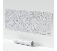 White Mouse Mat, Topographic Gaming Mouse Pad, Extended Mouse Mat for Keyboard and Mouse, Large Non-Slip Desk Pad for Friends, Family, Colleague As Gifts (11.8 * 27.6in)