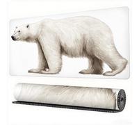 White Mouse Mat XXL 31.5x15.7x0.12 inch Large Gaming Mouse Pad Bear Desk Mat Stitched Edges, Washable Japanese Mousepad with Anti-Slip Rubber Base for Laptop Office Decor, Gifts for Women, Model962