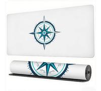White Mouse Mat XXL 35.4x15.7x0.12 inch Large Gaming Mouse Pad Compass Desk Mat Stitched Edges Washable Japanese Mousepad with Anti-Slip Rubber Base Computers Desk Pad for Laptop Office Decor,Model977