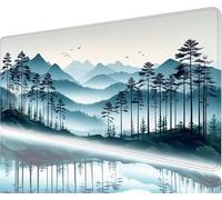 White Mouse Pad,1000x500x3mm Mouse Mat Mountain Desk Mat Large, Soft Smooth Surface with Anti-Slip Rubber Base Mousepad Waterproof, Durable, Extended Length Desk Pad for Christmas Decorations N1-916