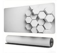 White Mouse Pad 1500 x 800 x 3 mm XXL Desk Mat Honeycomb Mouse Mat, Extended Japanese Mousepad, Large Desk Pad with Non-Slip Base and Stitched Edge Office Accessories for Gaming Work Laptop, Model961